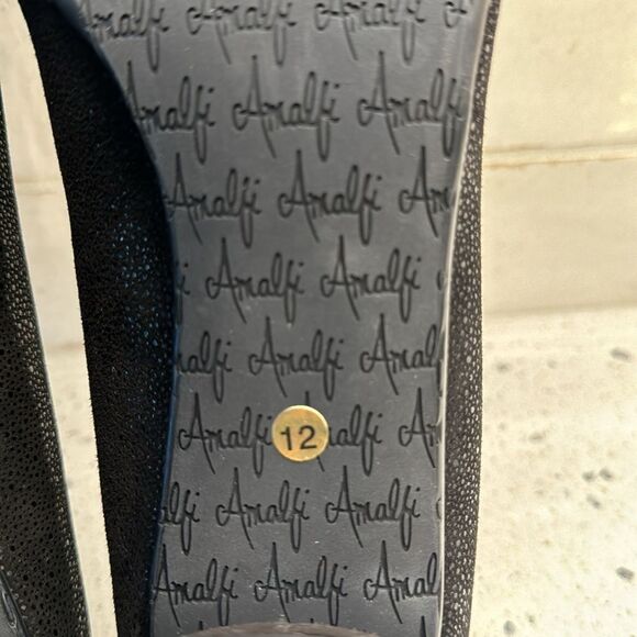 Amalfi by Rangoni Firenzie Black Leather Block Heel Pumps Made in Italy Size 12M - Picture 10 of 13